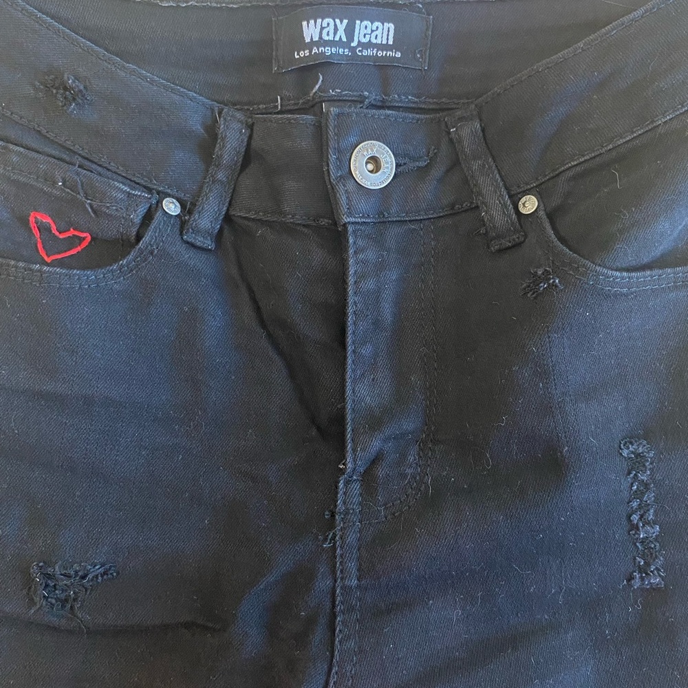 Wax Jean Women's Black Skinny Jeans with Red Detail
